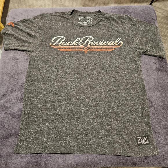 Rock Revival Men's Tshirt Size L Gray 2 Sided - Picture 1 of 5